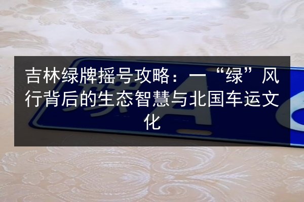 吉林绿牌摇号攻略：一“绿”风行背后的生态智慧与北国车运文化