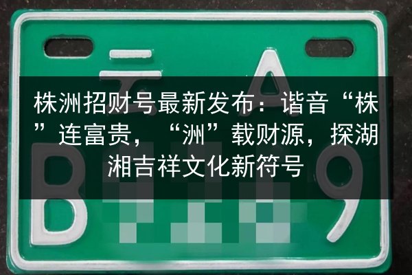 株洲招财号最新发布：谐音“株”连富贵，“洲”载财源，探湖湘吉祥文化新符号