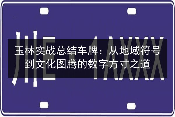 玉林实战总结车牌：从地域符号到文化图腾的数字方寸之道