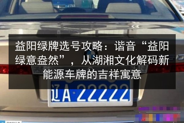 益阳绿牌选号攻略:谐音“益阳绿意盎然”,从湖湘文化解码新能源车牌的吉祥寓意 第3张 益阳绿牌选号攻略:谐音“益阳绿意盎然”,从湖湘文化解码新能源车牌的吉祥寓意 第3张