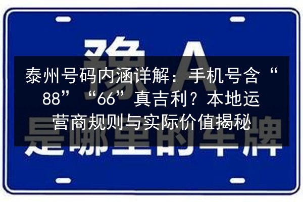 泰州号码内涵详解：手机号含“88”“66”真吉利？本地运营商规则与实际价值揭秘 第3张