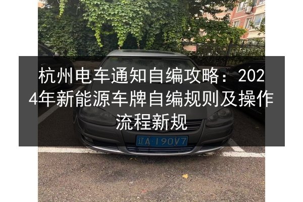 杭州电车通知自编攻略：2024年新能源车牌自编规则及操作流程新规