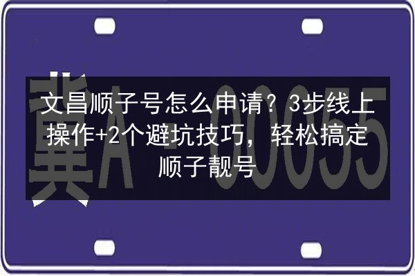 文昌顺子号怎么申请？3步线上操作+2个避坑技巧，轻松搞定顺子靓号