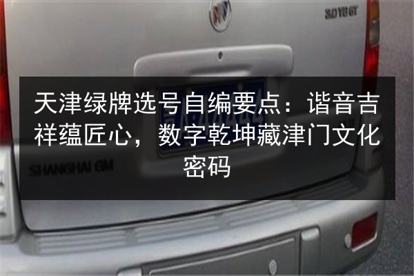 天津绿牌选号自编要点：谐音吉祥蕴匠心，数字乾坤藏津门文化密码