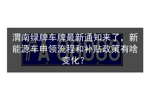 渭南绿牌车牌最新通知来了，新能源车申领流程和补贴政策有啥变化？
