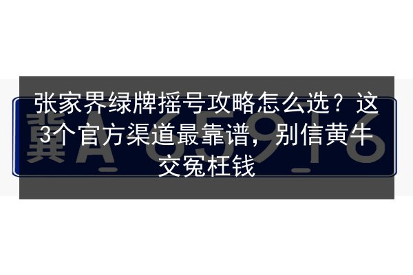张家界绿牌摇号攻略怎么选?这3个官方渠道最靠谱,别信黄牛交冤枉钱 第2张 张家界绿牌摇号攻略怎么选?这3个官方渠道最靠谱,别信黄牛交冤枉钱 第2张