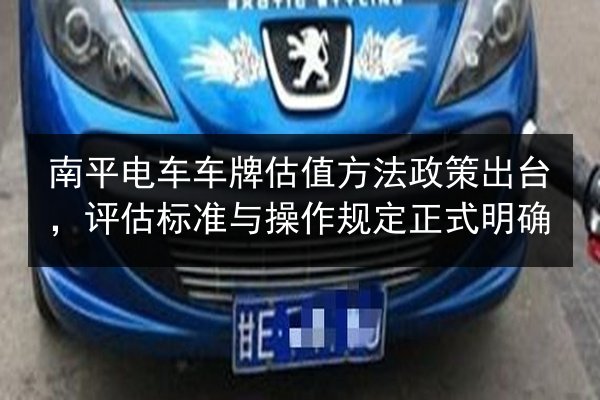 南平电车车牌估值方法政策出台，评估标准与操作规定正式明确 第2张
