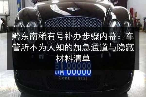 黔东南稀有号补办步骤内幕:车管所不为人知的加急通道与隐藏材料清单 第2张 黔东南稀有号补办步骤内幕:车管所不为人知的加急通道与隐藏材料清单 第2张