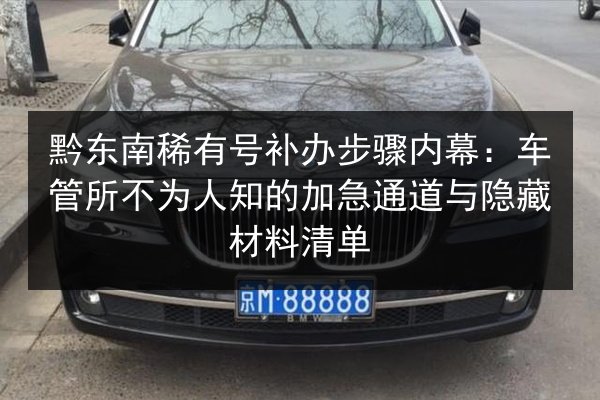 黔东南稀有号补办步骤内幕:车管所不为人知的加急通道与隐藏材料清单 第3张 黔东南稀有号补办步骤内幕:车管所不为人知的加急通道与隐藏材料清单 第3张
