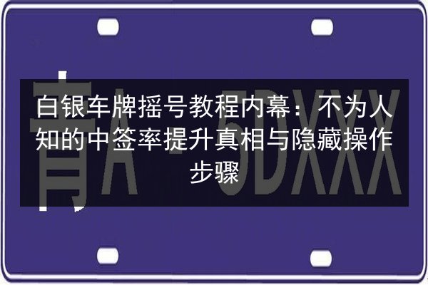 白银车牌摇号教程内幕：不为人知的中签率提升真相与隐藏操作步骤 第3张