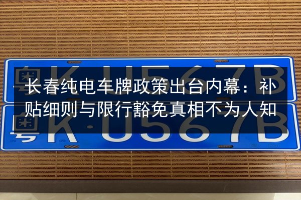 长春纯电车牌政策出台内幕：补贴细则与限行豁免真相不为人知 第3张
