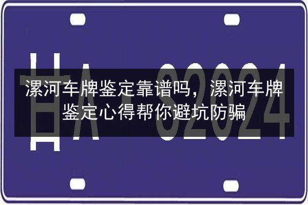 漯河车牌鉴定靠谱吗，漯河车牌鉴定心得帮你避坑防骗