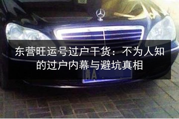 东营旺运号过户干货：不为人知的过户内幕与避坑真相