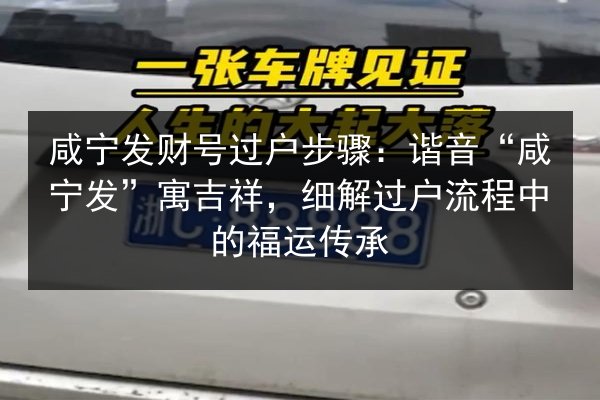 咸宁发财号过户步骤:谐音“咸宁发”寓吉祥,细解过户流程中的福运传承 第3张 咸宁发财号过户步骤:谐音“咸宁发”寓吉祥,细解过户流程中的福运传承 第3张