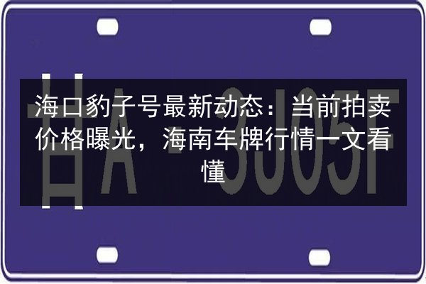 海口豹子号最新动态：当前拍卖价格曝光，海南车牌行情一文看懂