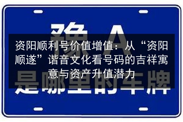 资阳顺利号价值增值:从“资阳顺遂”谐音文化看号码的吉祥寓意与资产升值潜力 第2张 资阳顺利号价值增值:从“资阳顺遂”谐音文化看号码的吉祥寓意与资产升值潜力 第2张