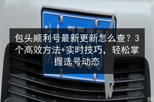 包头顺利号最新更新怎么查？3个高效方法+实时技巧，轻松掌握选号动态