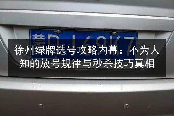 徐州绿牌选号攻略内幕：不为人知的放号规律与秒杀技巧真相