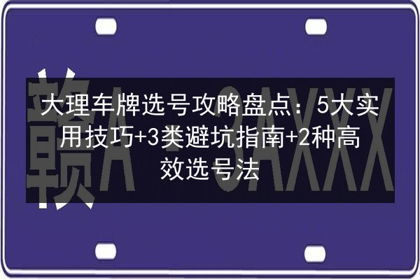 大理车牌选号攻略盘点：5大实用技巧+3类避坑指南+2种高效选号法 第2张