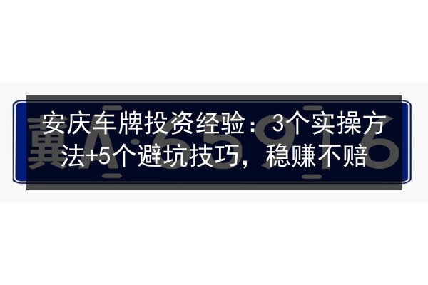 安庆车牌投资经验：3个实操方法+5个避坑技巧，稳赚不赔 第2张