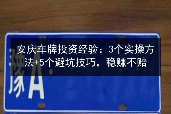 安庆车牌投资经验：3个实操方法+5个避坑技巧，稳赚不赔 第3张