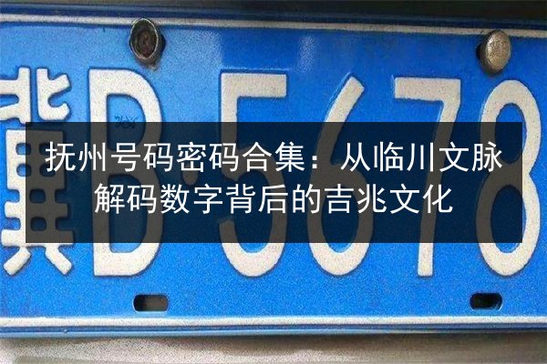 抚州号码密码合集：从临川文脉解码数字背后的吉兆文化 第3张