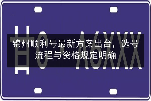 锦州顺利号最新方案出台，选号流程与资格规定明确 第3张