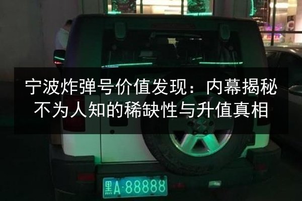 宁波炸弹号价值发现：内幕揭秘不为人知的稀缺性与升值真相