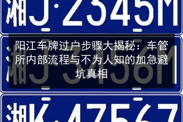 阳江车牌过户步骤大揭秘:车管所内部流程与不为人知的加急避坑真相 第2张 阳江车牌过户步骤大揭秘:车管所内部流程与不为人知的加急避坑真相 第2张