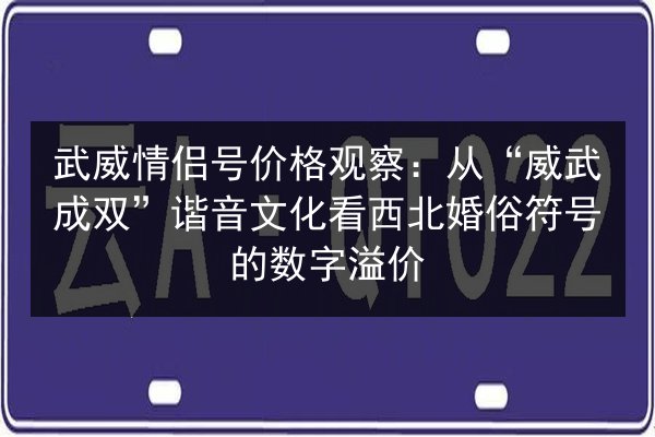 武威情侣号价格观察：从“威武成双”谐音文化看西北婚俗符号的数字溢价