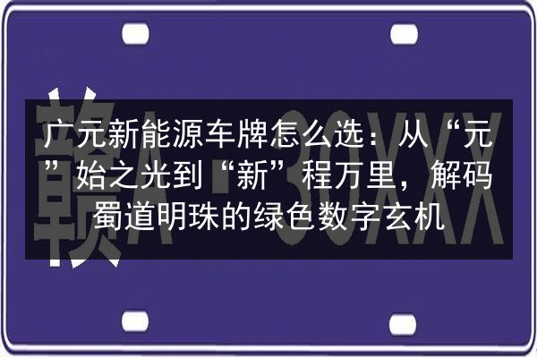 广元新能源车牌怎么选：从“元”始之光到“新”程万里，解码蜀道明珠的绿色数字玄机 第2张