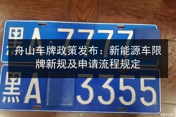 舟山车牌政策发布：新能源车限牌新规及申请流程规定