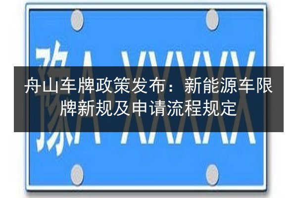 舟山车牌政策发布:新能源车限牌新规及申请流程规定 第2张 舟山车牌政策发布:新能源车限牌新规及申请流程规定 第2张