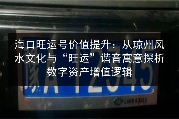 海口旺运号价值提升:从琼州风水文化与“旺运”谐音寓意探析数字资产增值逻辑 第2张 海口旺运号价值提升:从琼州风水文化与“旺运”谐音寓意探析数字资产增值逻辑 第2张