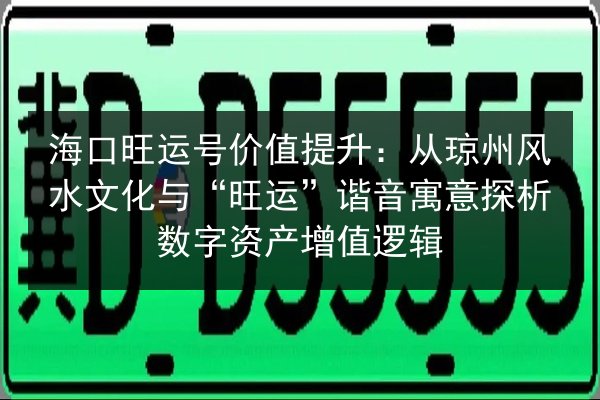海口旺运号价值提升:从琼州风水文化与“旺运”谐音寓意探析数字资产增值逻辑 第3张 海口旺运号价值提升:从琼州风水文化与“旺运”谐音寓意探析数字资产增值逻辑 第3张