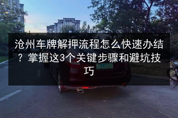 沧州车牌解押流程怎么快速办结？掌握这3个关键步骤和避坑技巧