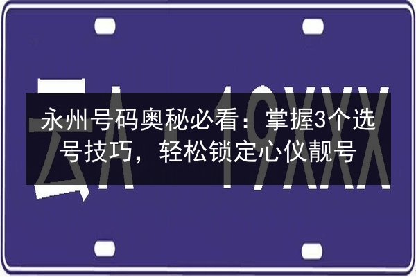 永州号码奥秘必看：掌握3个选号技巧，轻松锁定心仪靓号 第3张