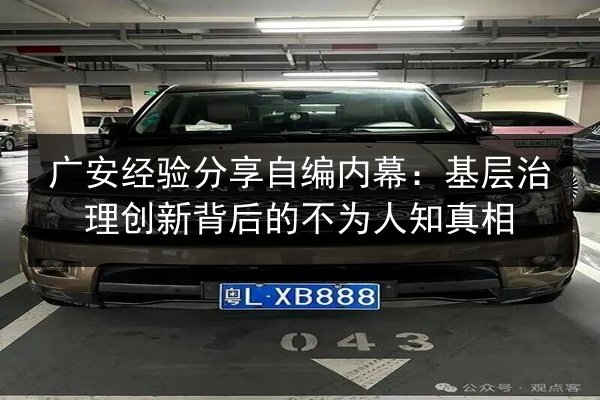 广安经验分享自编内幕:基层治理创新背后的不为人知真相 第3张 广安经验分享自编内幕:基层治理创新背后的不为人知真相 第3张