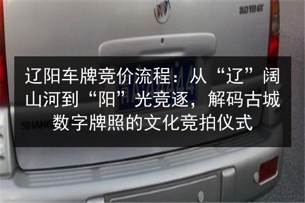 辽阳车牌竞价流程:从“辽”阔山河到“阳”光竞逐,解码古城数字牌照的文化竞拍仪式 第3张 辽阳车牌竞价流程:从“辽”阔山河到“阳”光竞逐,解码古城数字牌照的文化竞拍仪式 第3张