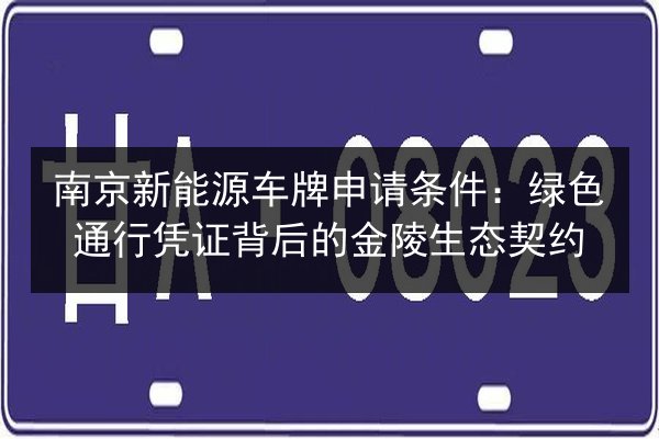 南京新能源车牌申请条件：绿色通行凭证背后的金陵生态契约