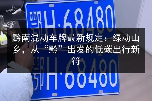 黔南混动车牌最新规定：绿动山乡，从“黔”出发的低碳出行新符