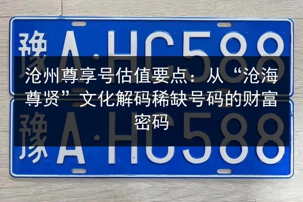 沧州尊享号估值要点：从“沧海尊贤”文化解码稀缺号码的财富密码