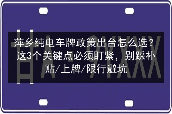 萍乡纯电车牌政策出台怎么选？这3个关键点必须盯紧，别踩补贴_上牌_限行避坑 第2张