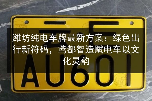 潍坊纯电车牌最新方案：绿色出行新符码，鸢都智造赋电车以文化灵韵