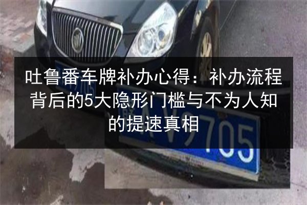 吐鲁番车牌补办心得：补办流程背后的5大隐形门槛与不为人知的提速真相