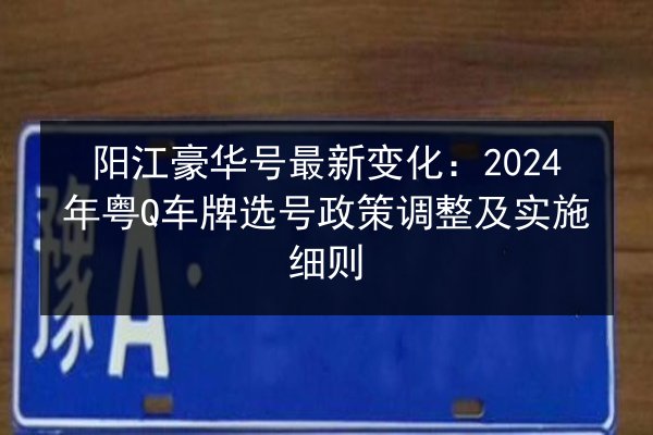 阳江豪华号最新变化：2024年粤Q车牌选号政策调整及实施细则 第2张