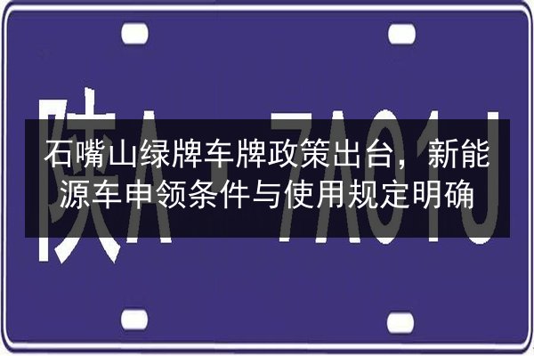 石嘴山绿牌车牌政策出台,新能源车申领条件与使用规定明确 第2张 石嘴山绿牌车牌政策出台,新能源车申领条件与使用规定明确 第2张