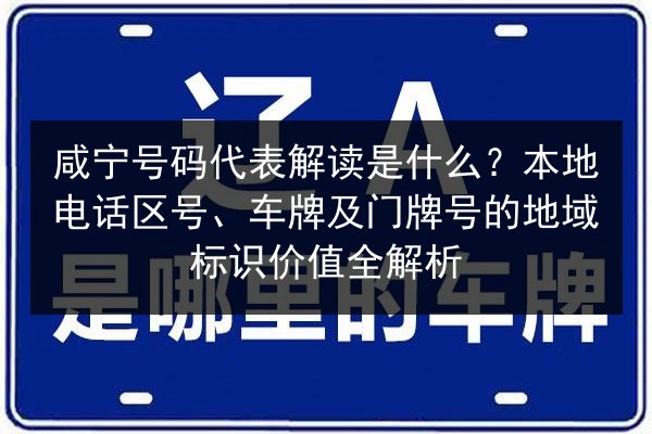 咸宁号码代表解读是什么？本地电话区号、车牌及门牌号的地域标识价值全解析