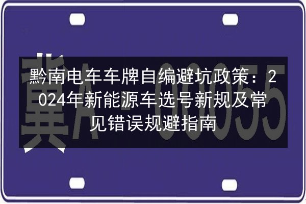 黔南电车车牌自编避坑政策：2024年新能源车选号新规及常见错误规避指南 第2张