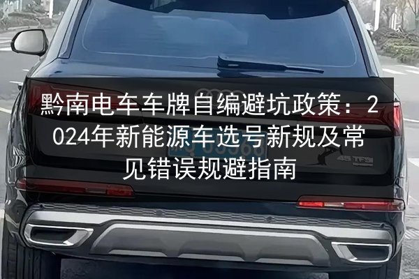 黔南电车车牌自编避坑政策：2024年新能源车选号新规及常见错误规避指南 第3张